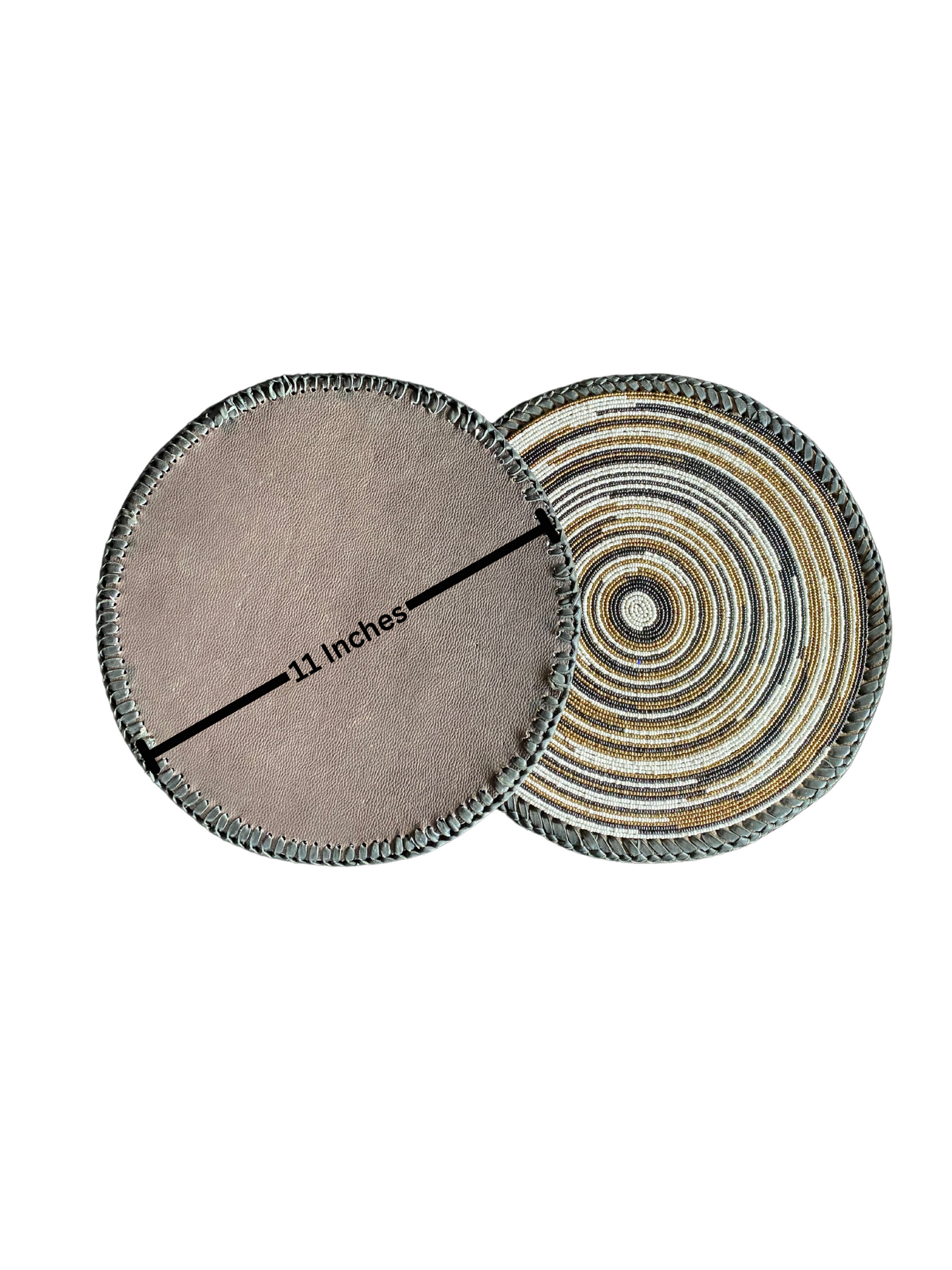 Spiral Color African Beaded Leather Pair Table Mat