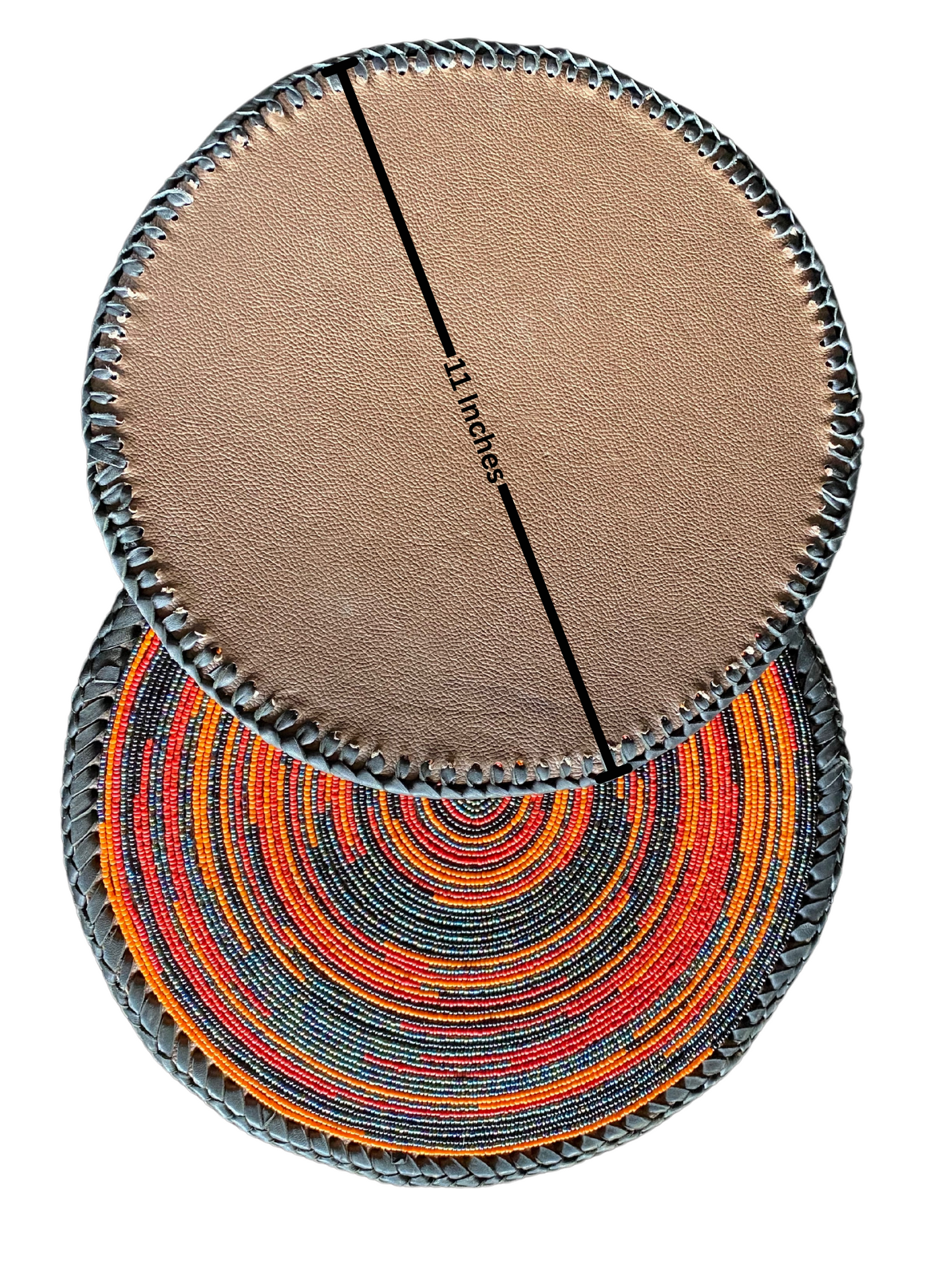 Spiral Color African Beaded Leather Pair Table Mat