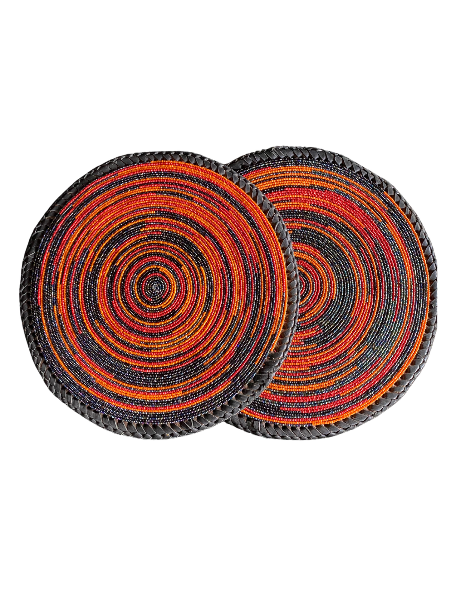 Spiral Color African Beaded Leather Pair Table Mat