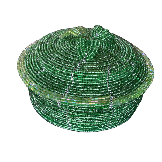 African Beaded Jewelry Storage Pot