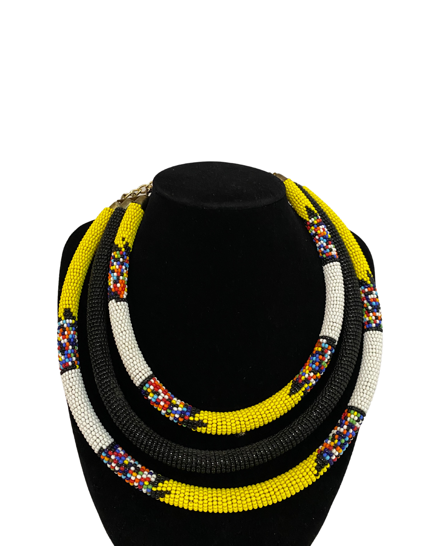 African 3 in 1 Beaded Necklace