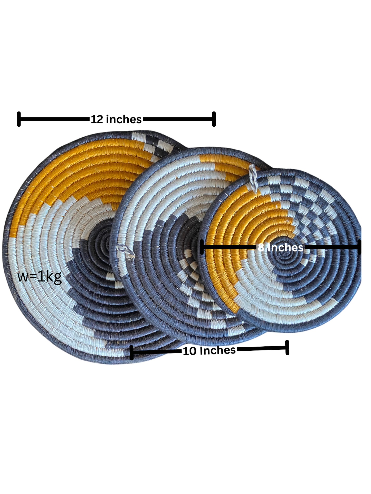 Triple Set African Rwandan Sisal Wall Decor (Available On Order)