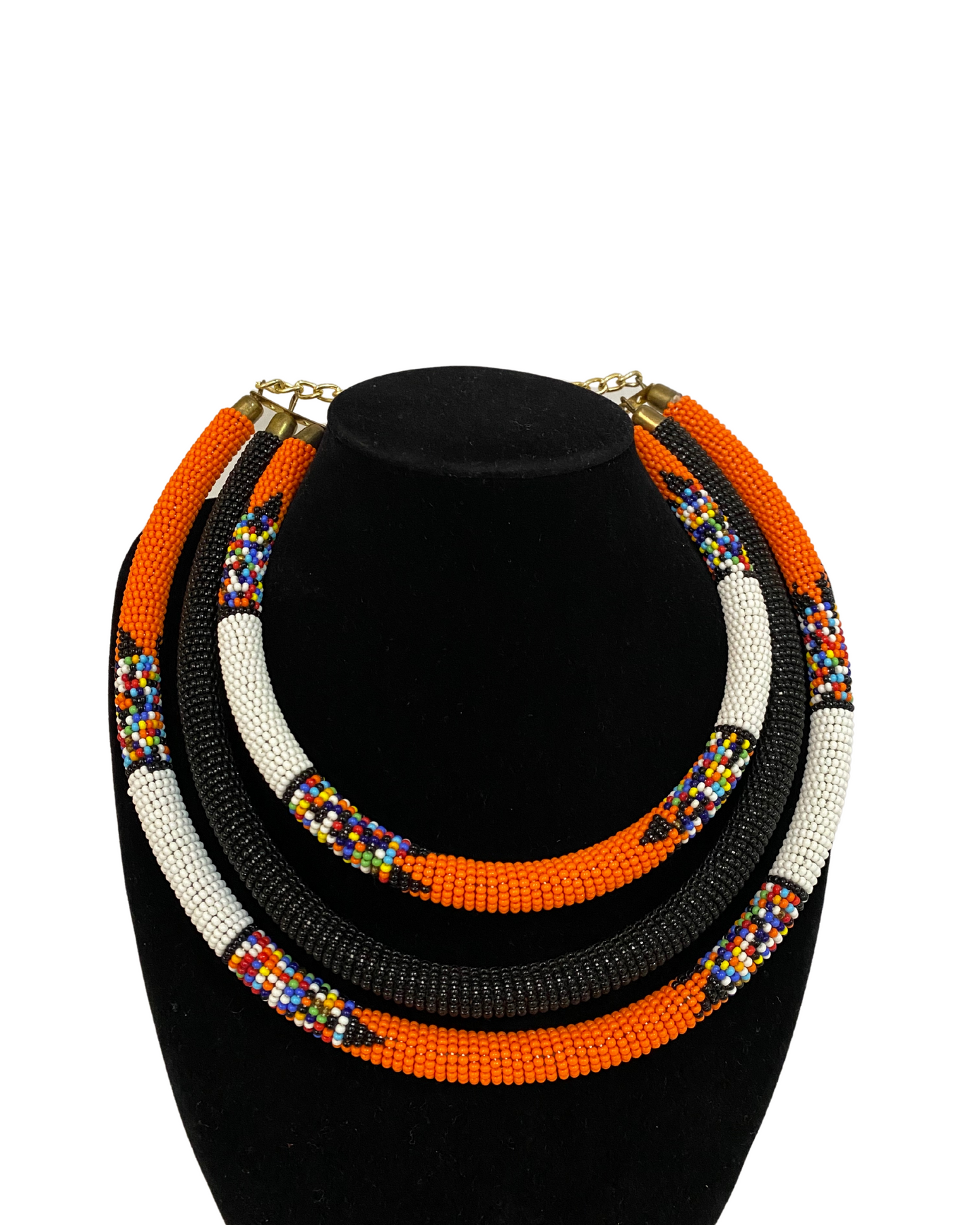 African 3 in 1 Beaded Necklace