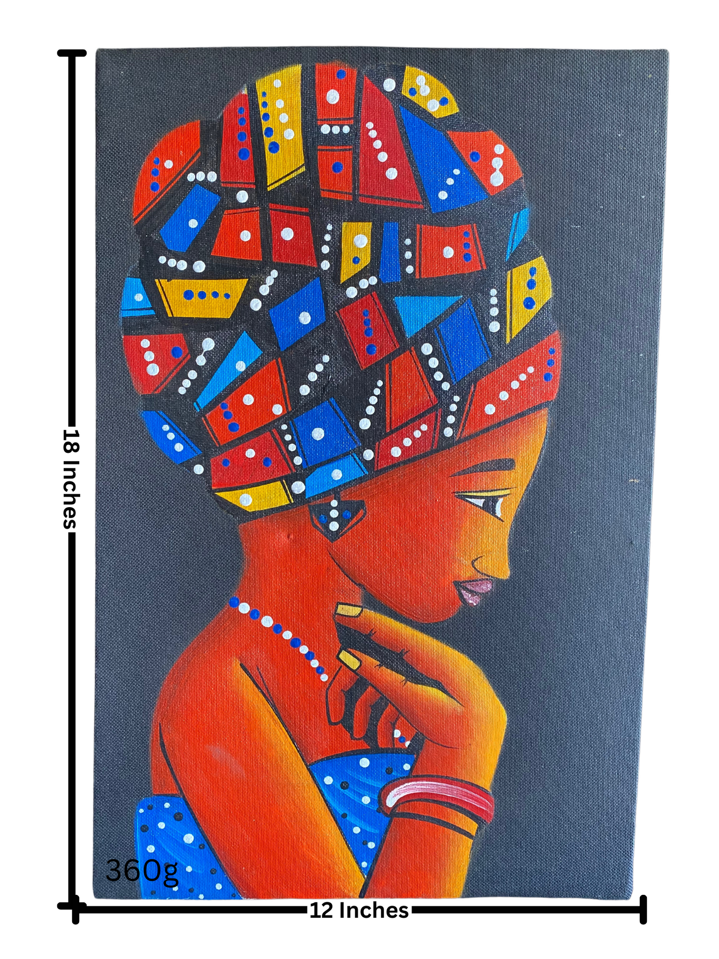 African Colorful Partially Painted Portrait