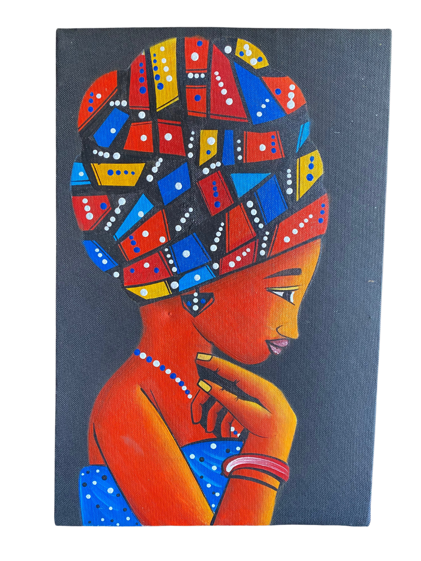 African Colorful Partially Painted Portrait