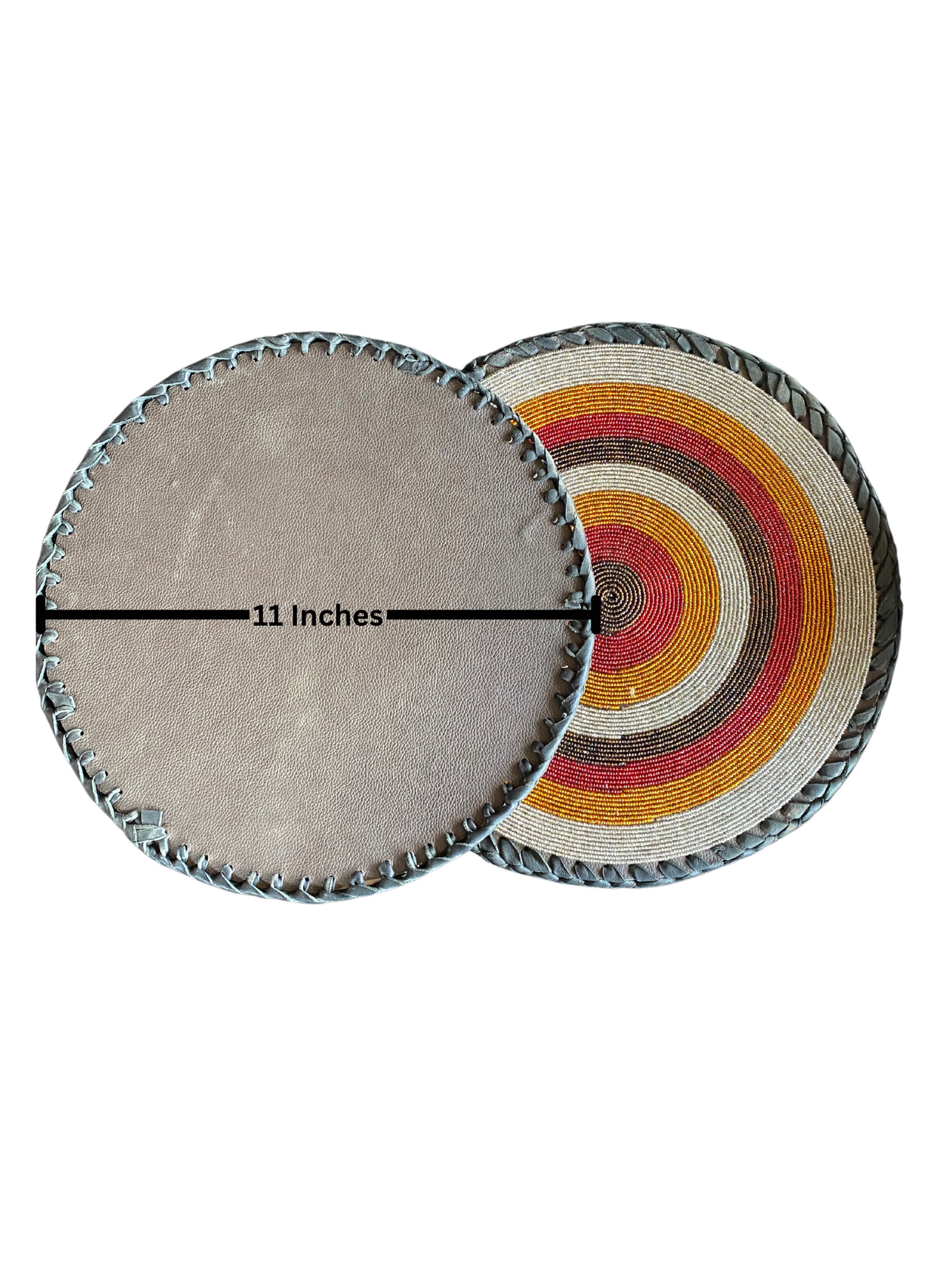 African Beaded Leather Pair Table Mat