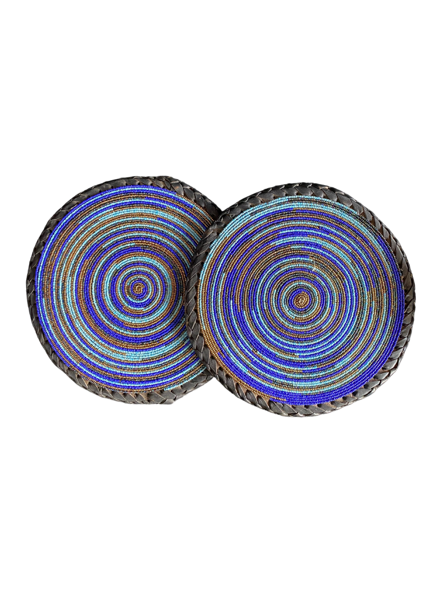 Spiral Color African Beaded Leather Pair Table Mat