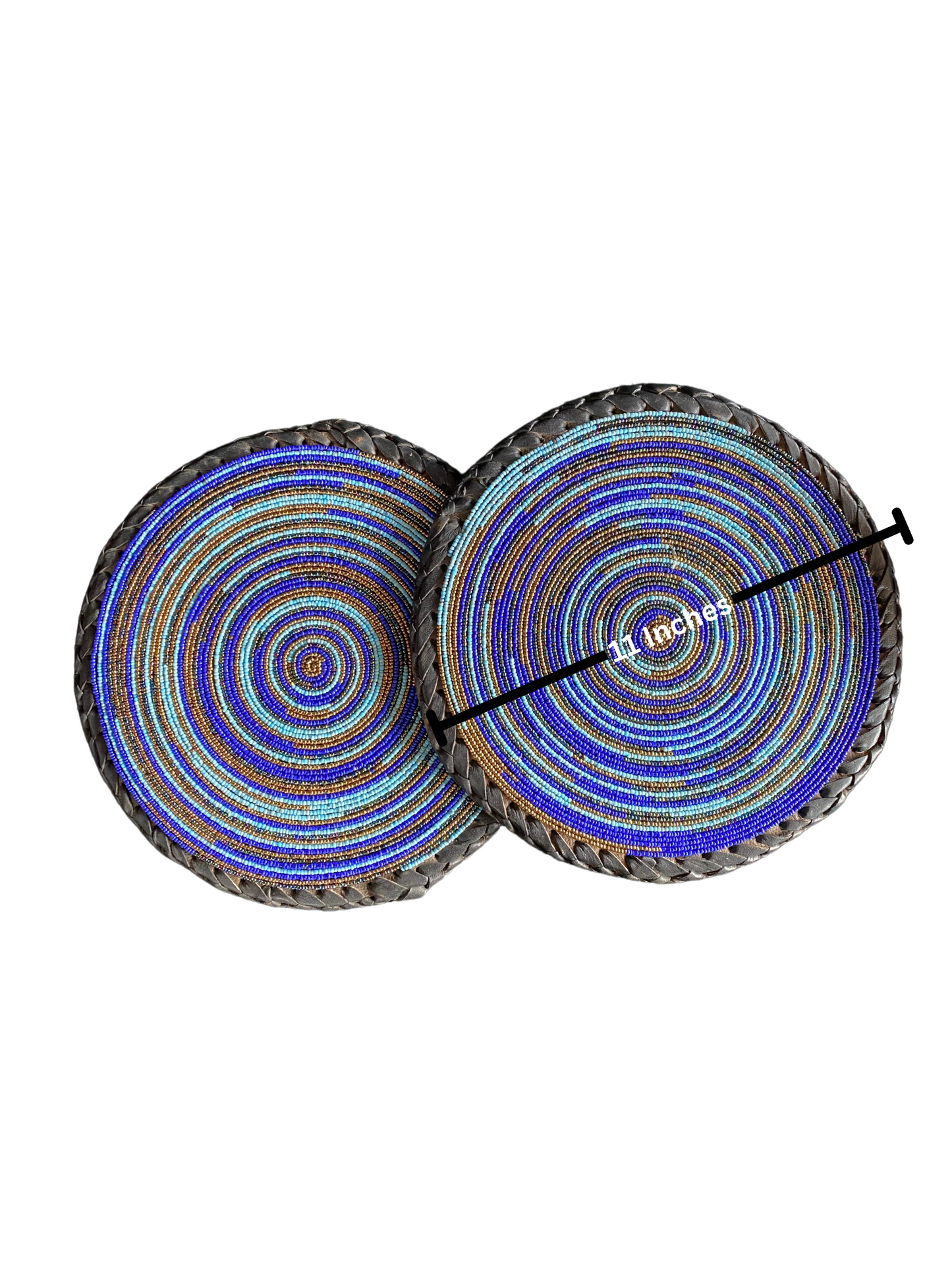 Spiral Color African Beaded Leather Pair Table Mat