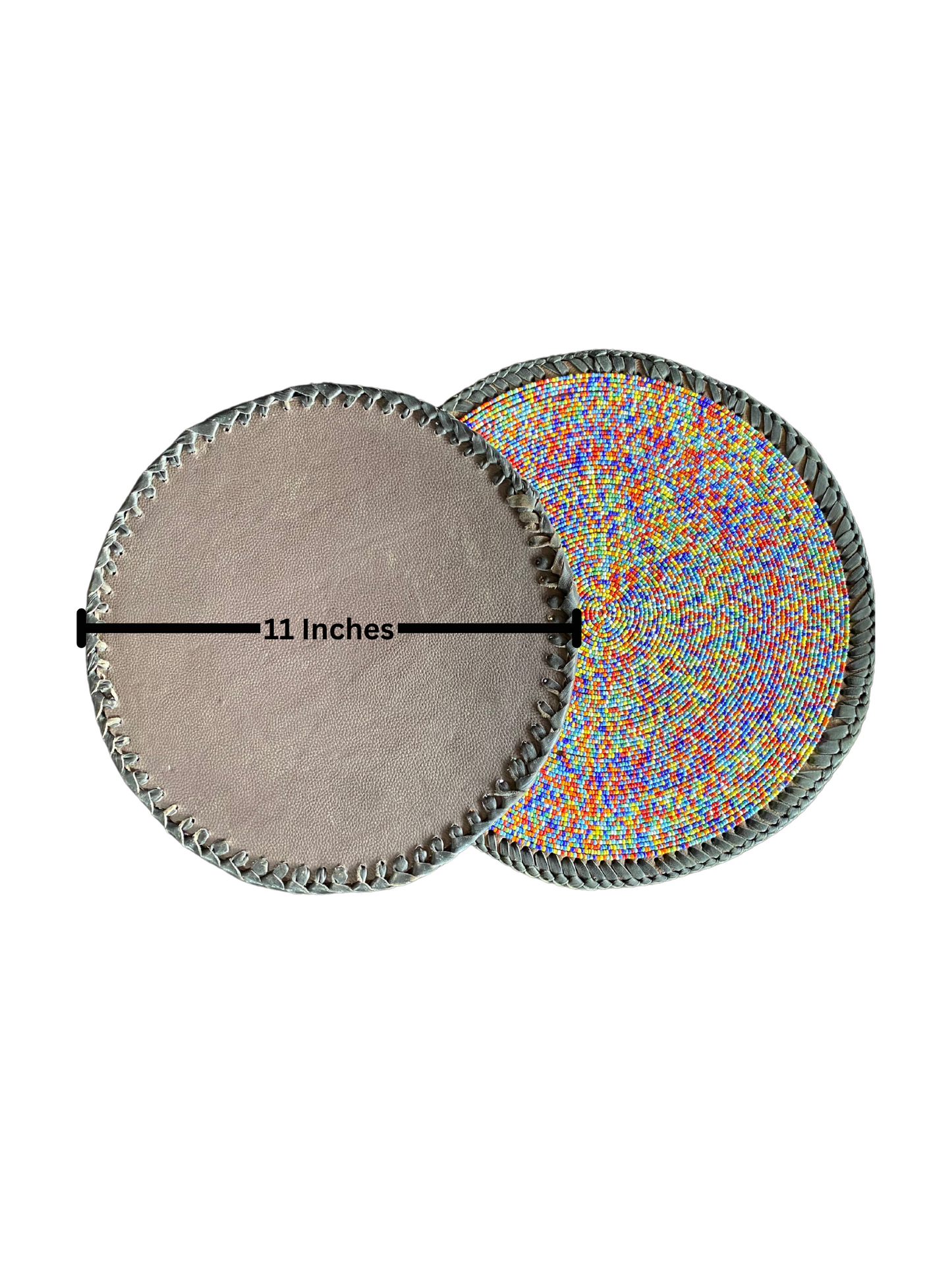 Mixed Color African Beaded Leather Pair Table Mat