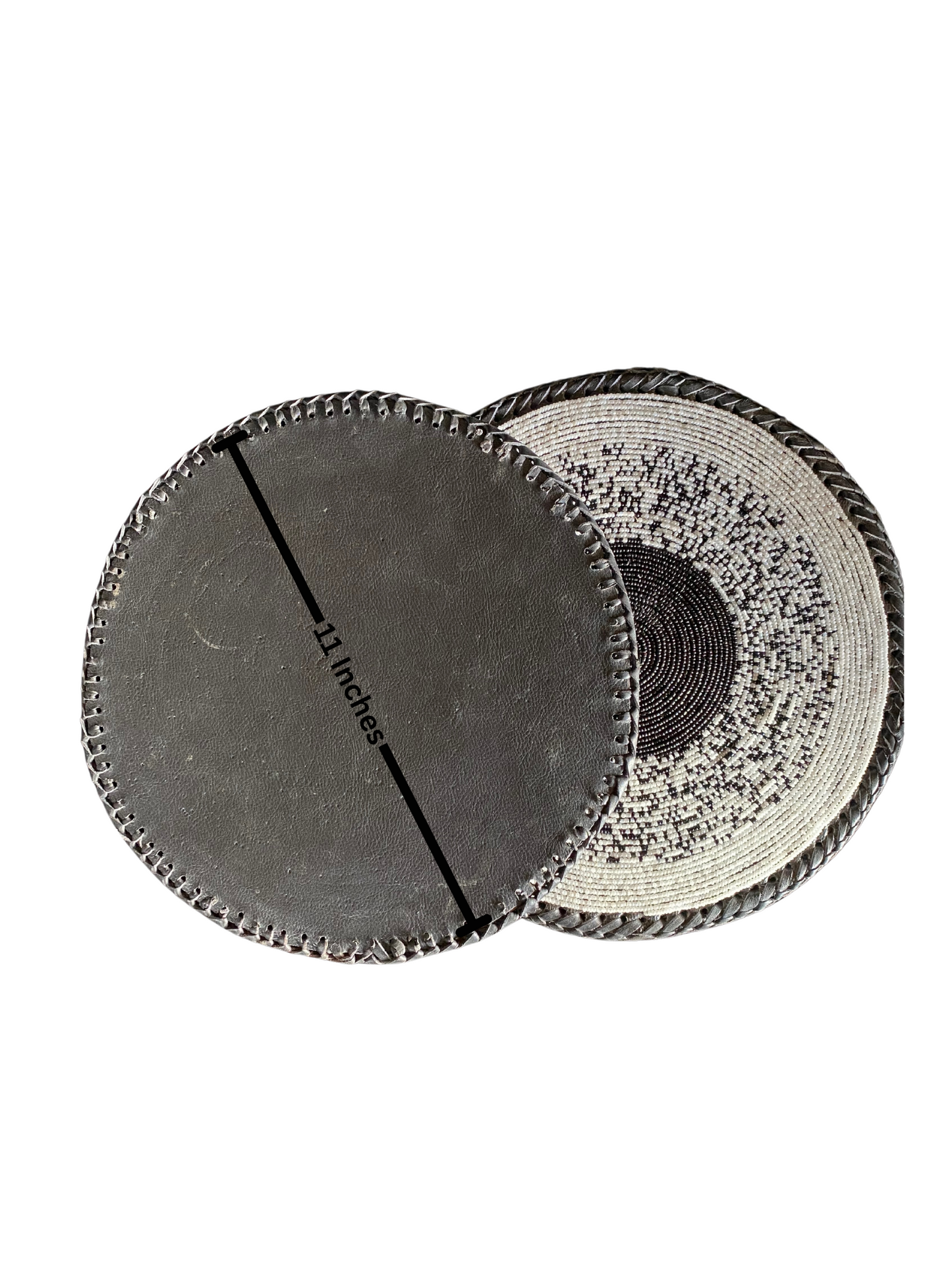 White African Beaded Leather Pair Table Mat