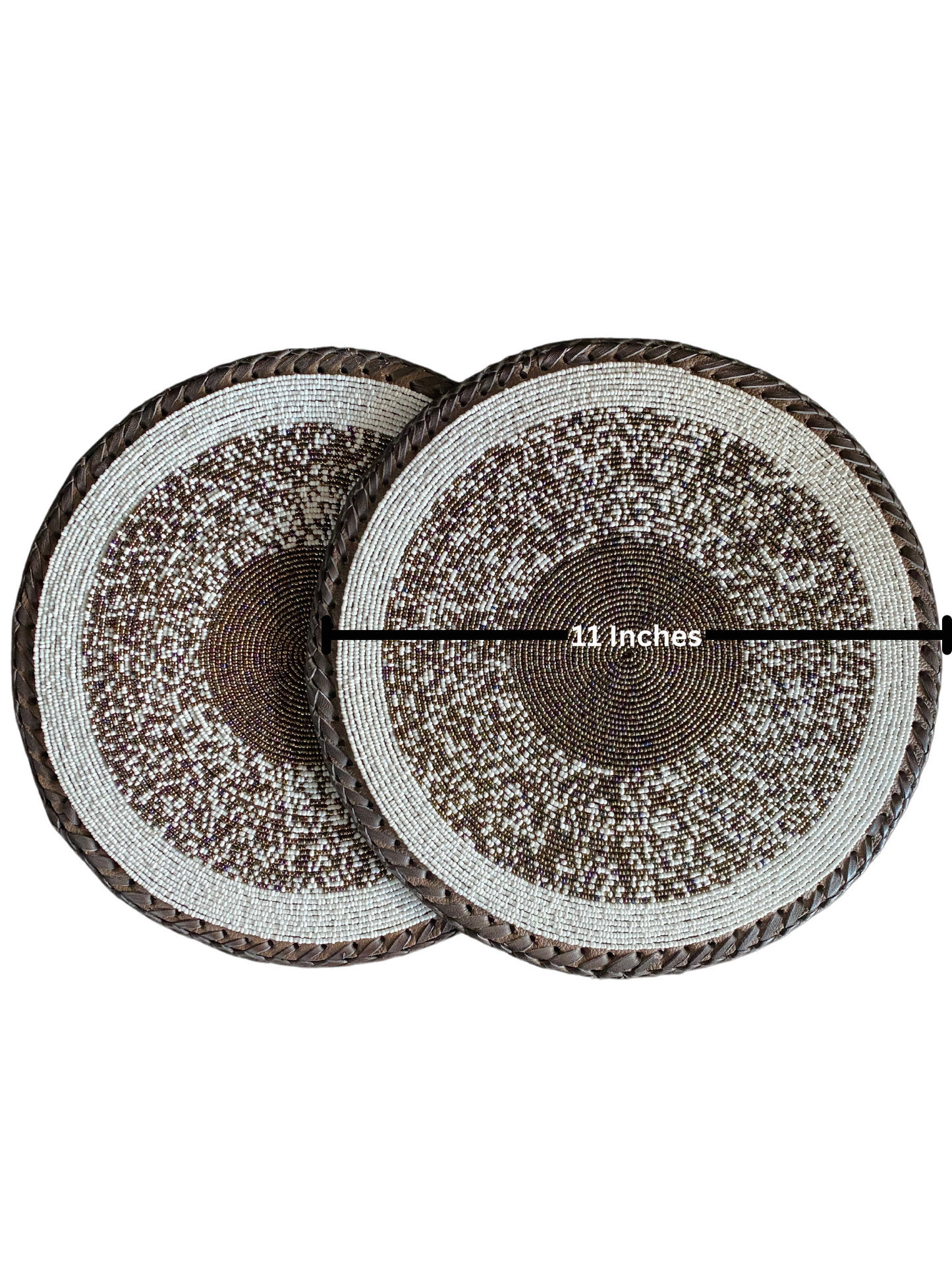 White African Beaded Leather Pair Table Mat