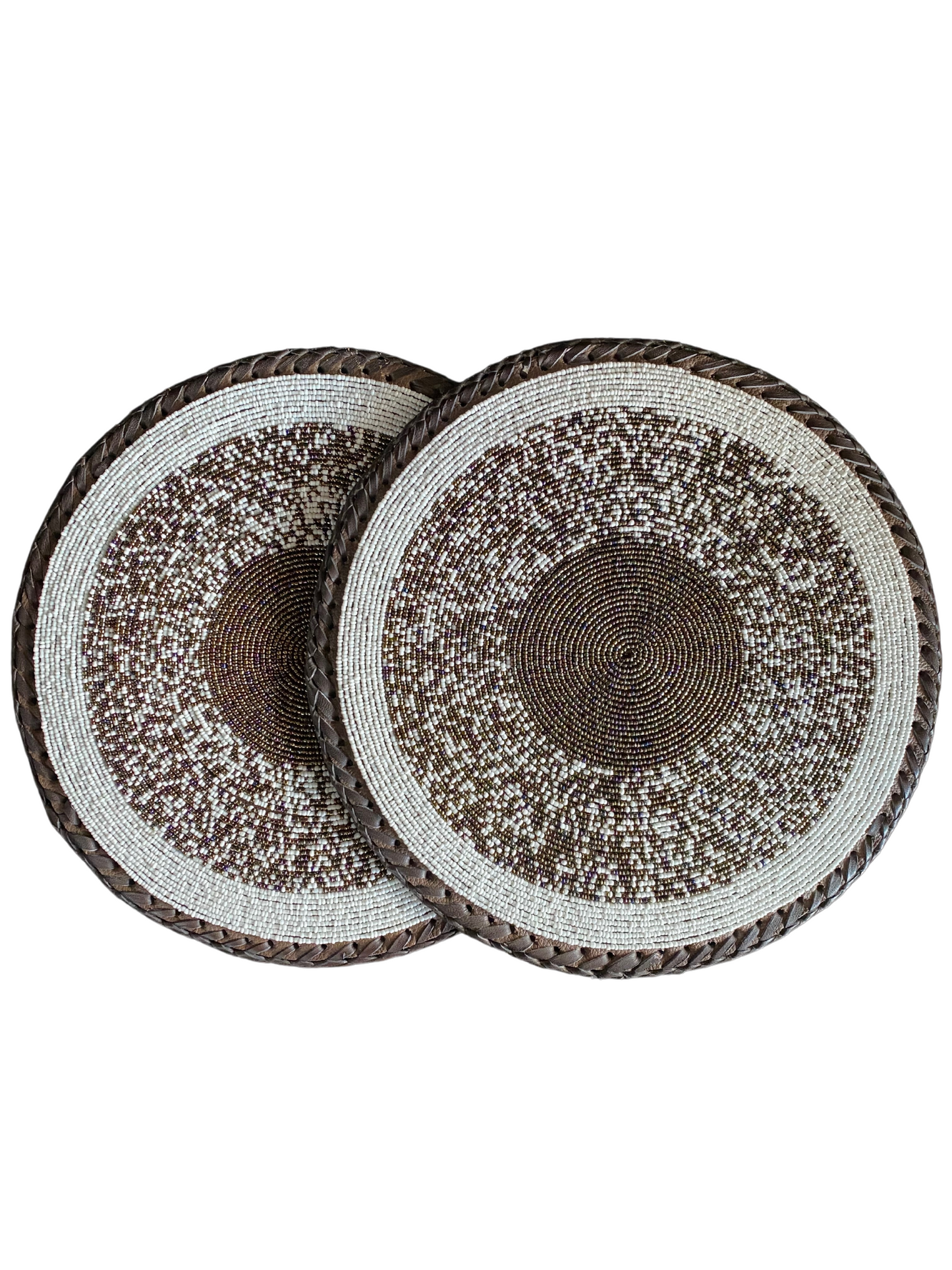 White African Beaded Leather Pair Table Mat