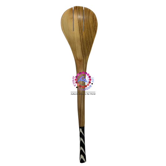 Discover Our Featured Mahogany Wood Cooking Spoon with Intricate Bone Craft
