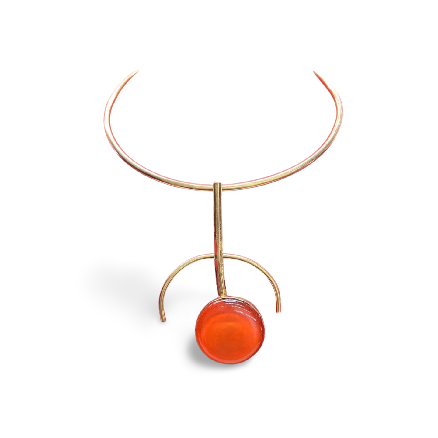 African Brass Necklace with Gem-stone Collection F