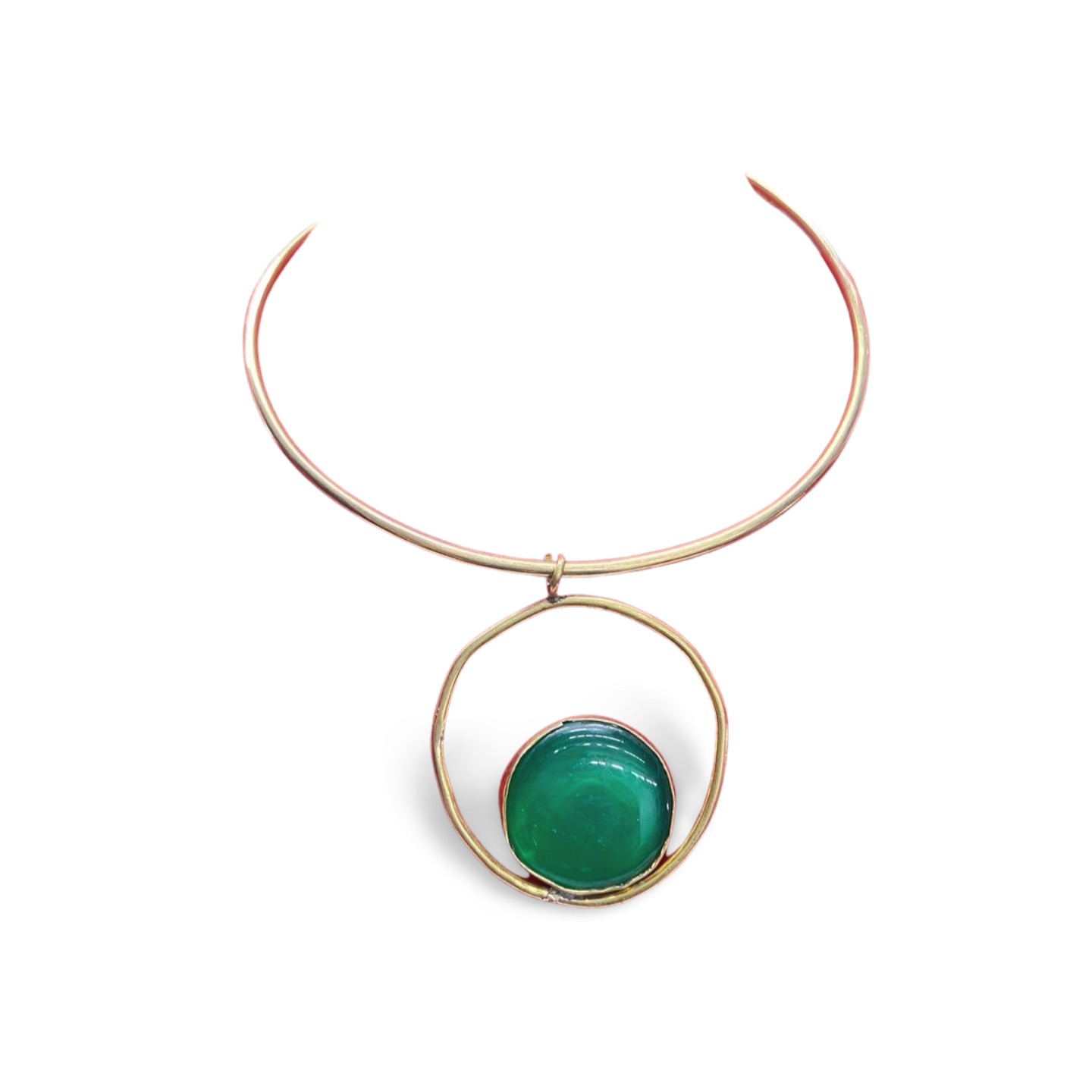 African Brass Necklace with Gem-stone Collection F