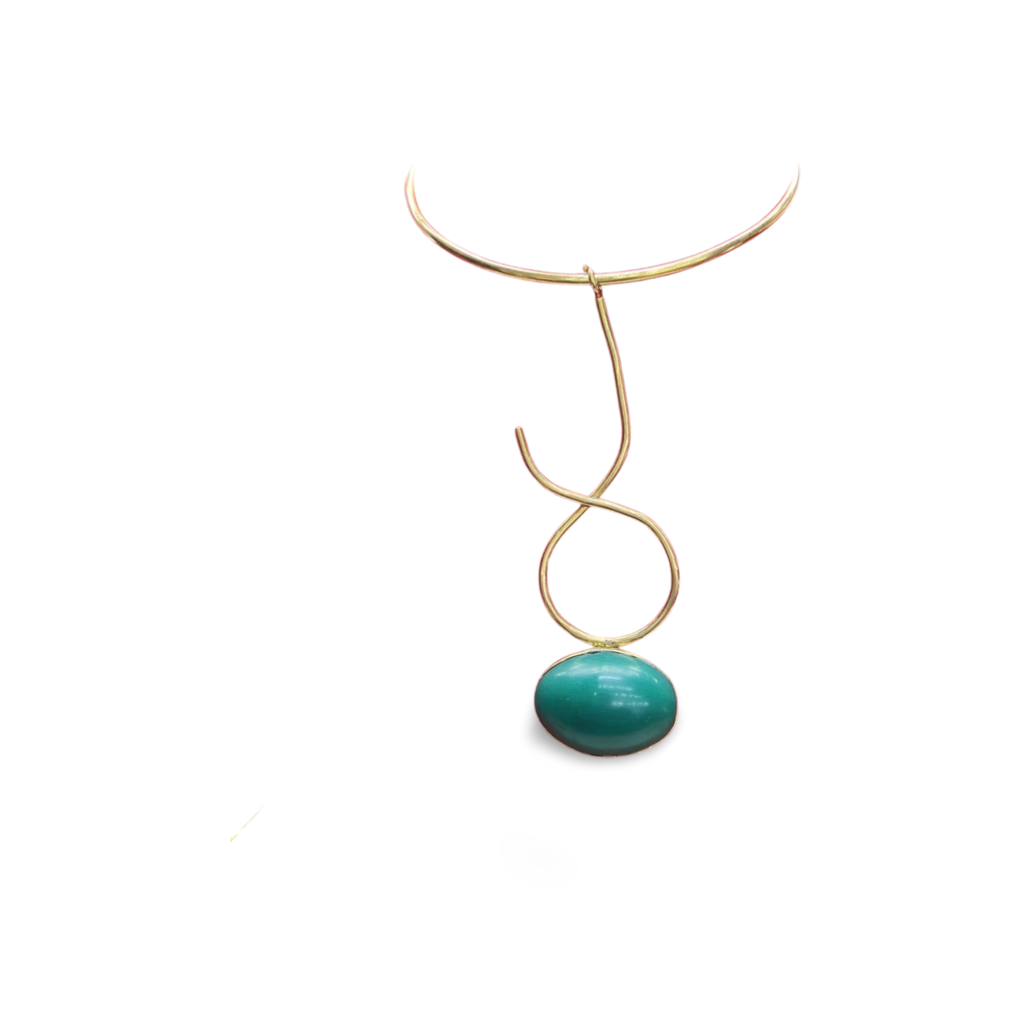 African Brass Necklace with Gem-stone Collection F