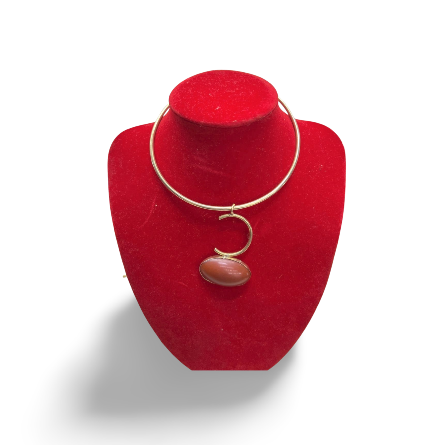 African Brass Necklace with Gem-stone Collection F