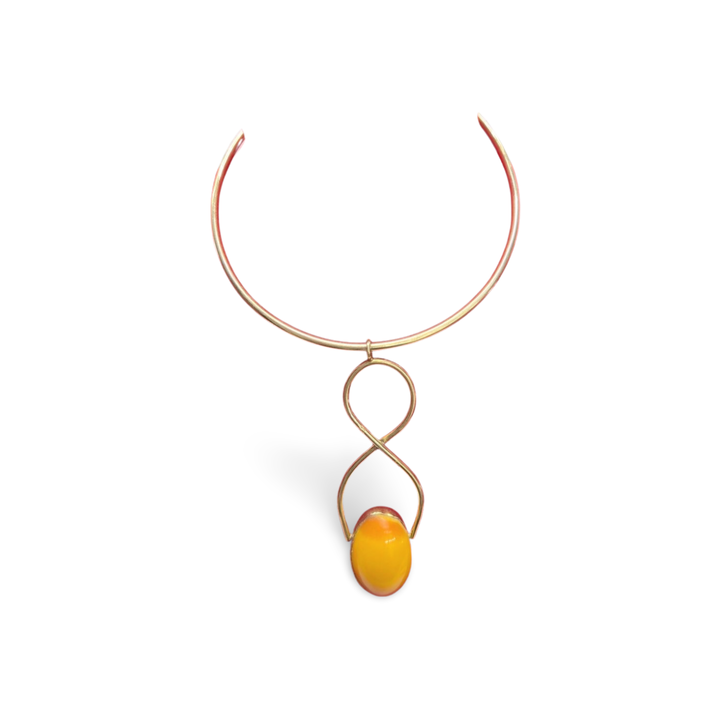 African Brass Necklace with Gem-stone Collection F