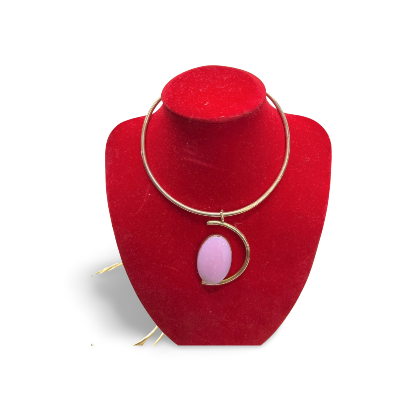 African Brass Necklace with Gem-stone Collection F