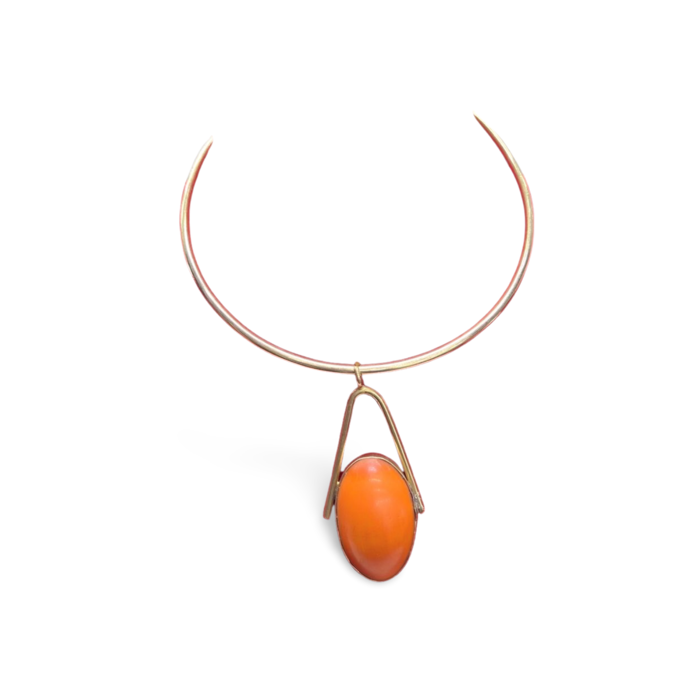 African Brass Necklace with Gem-stone Collection D