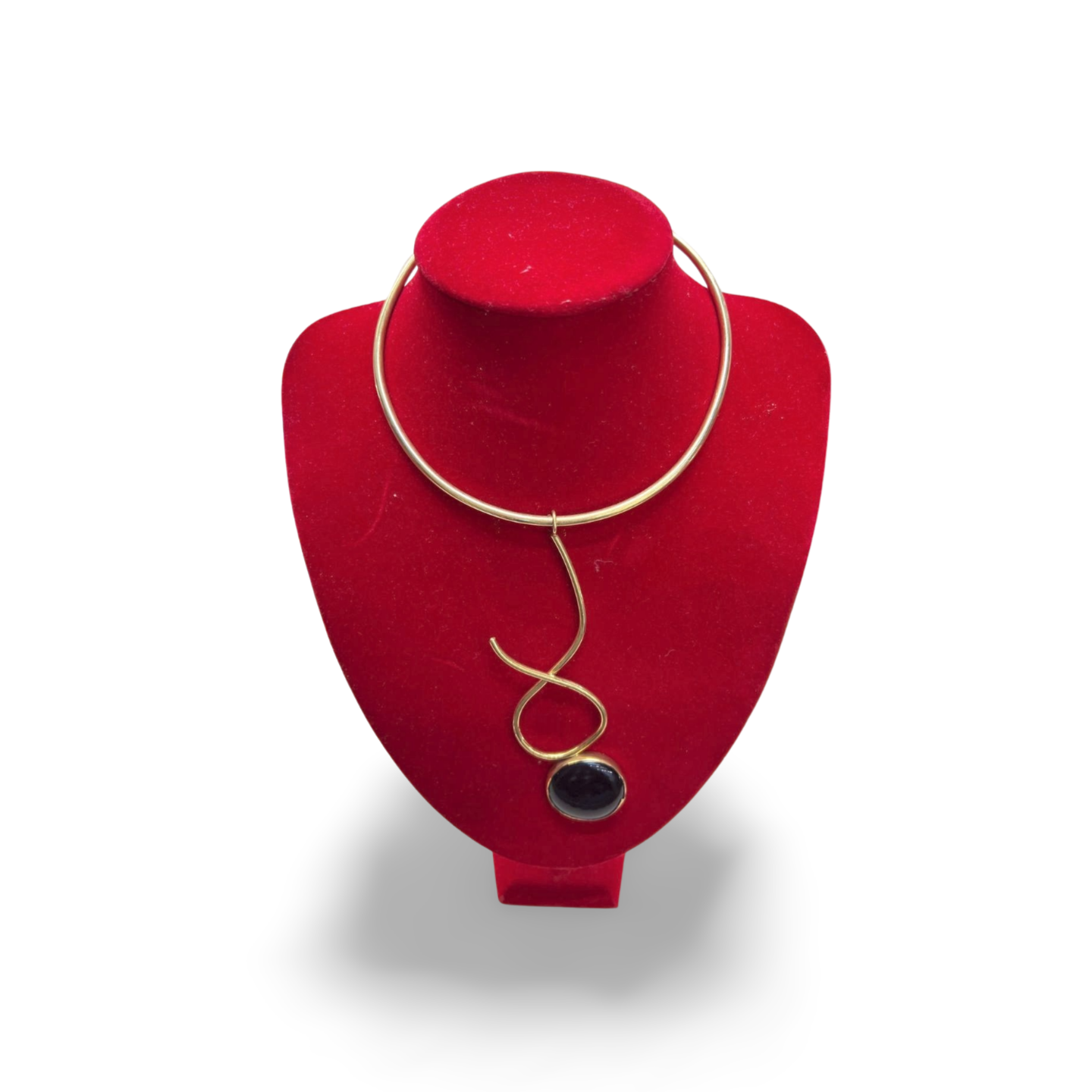 African Brass Necklace with Gem-stone Collection D