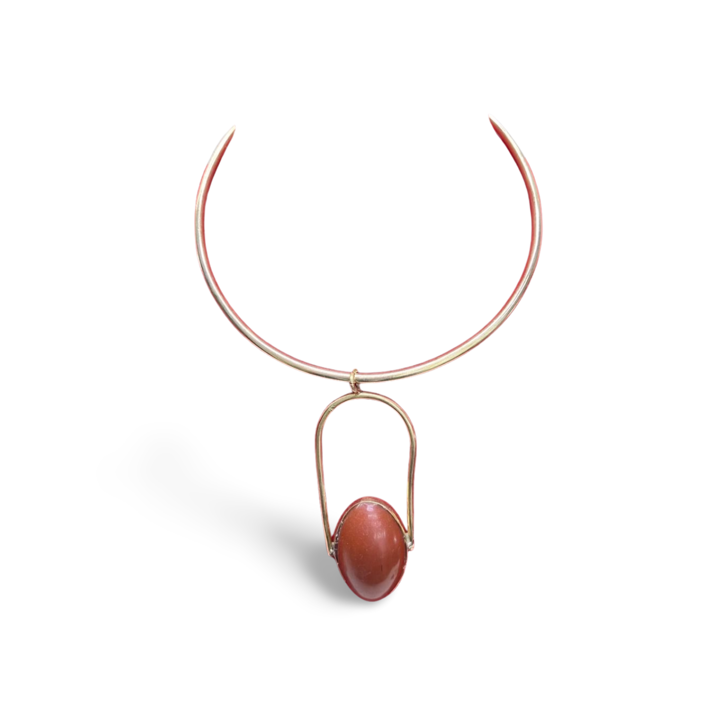African Brass Necklace with Gem-stone Collection E
