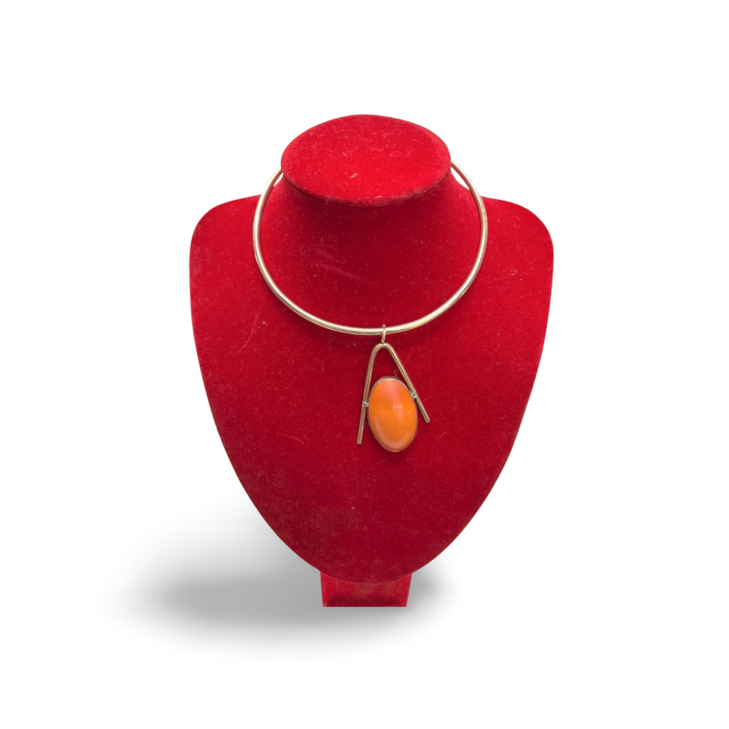 African Brass Necklace with Gem-stone Collection E