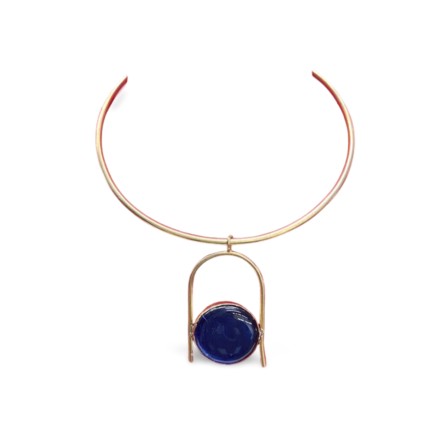 African Brass Necklace with Gem-stone Collection C