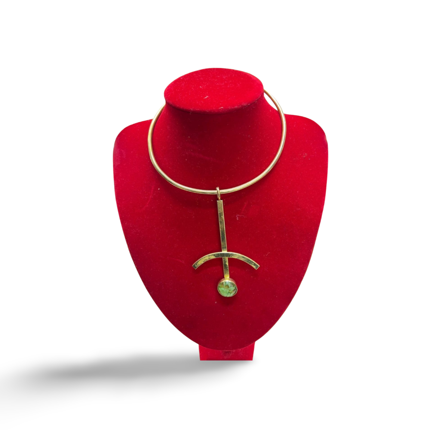 African Brass Necklace with Gem-stone Collection D