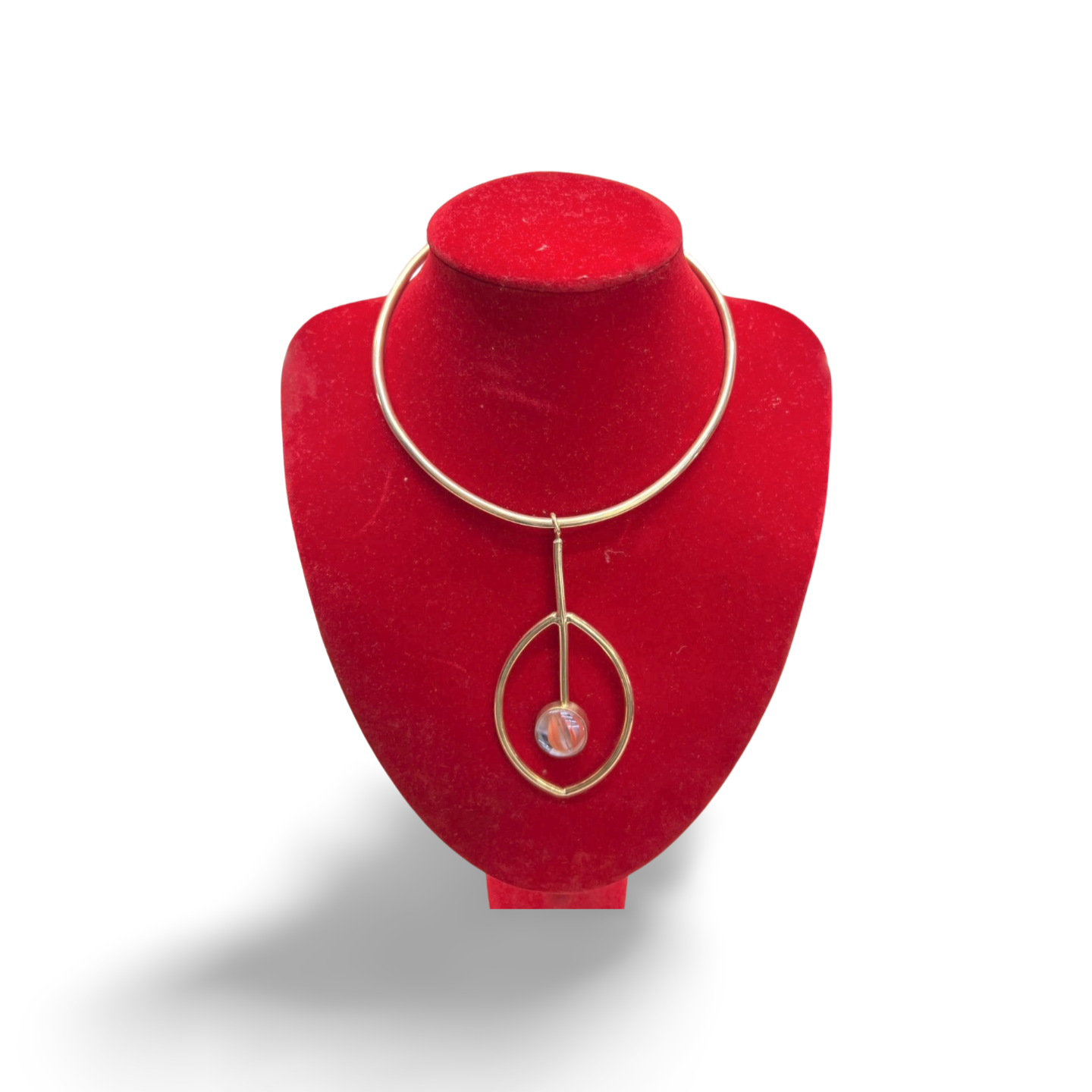 African Brass Necklace with Gem-stone Collection D