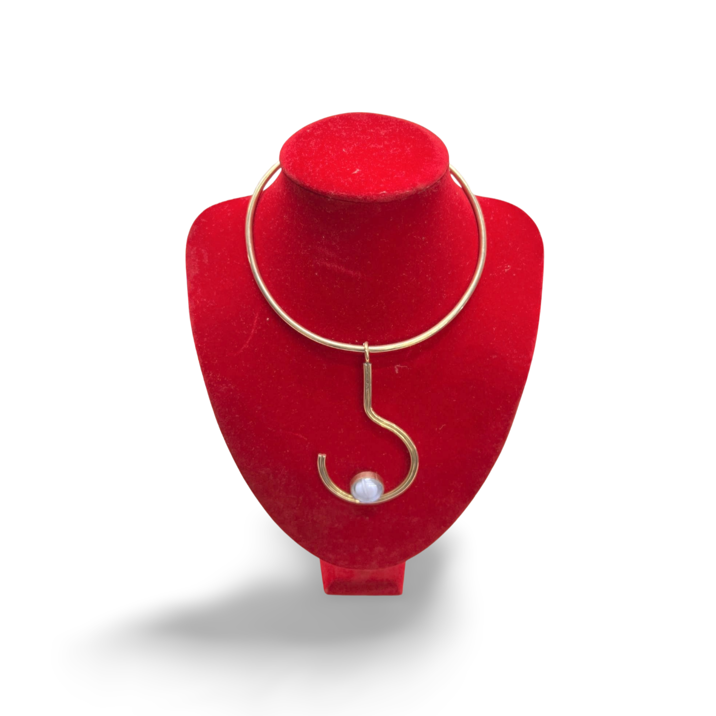 African Brass Necklace with Gem-stone Collection D