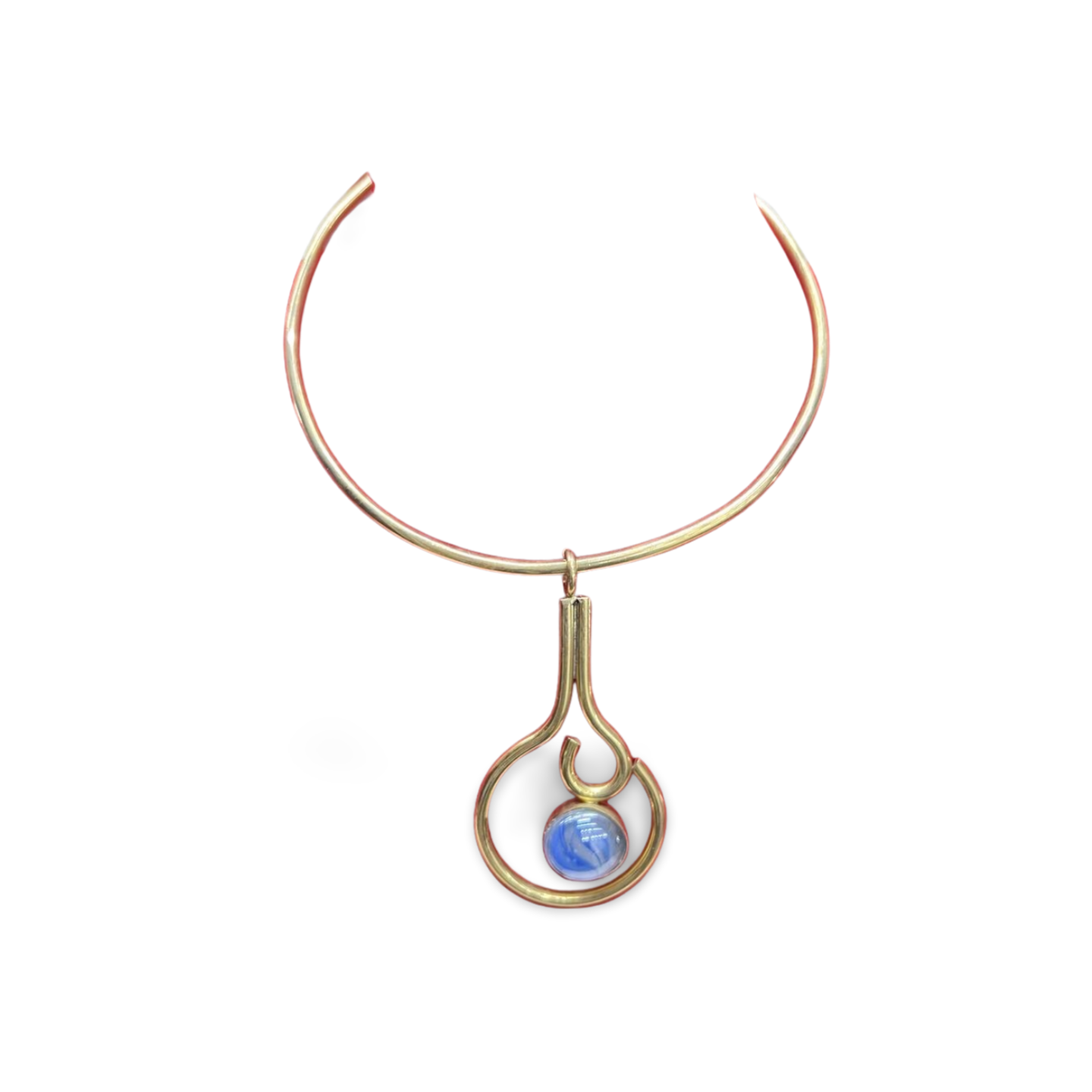African Brass Necklace with Gem-stone Collection C