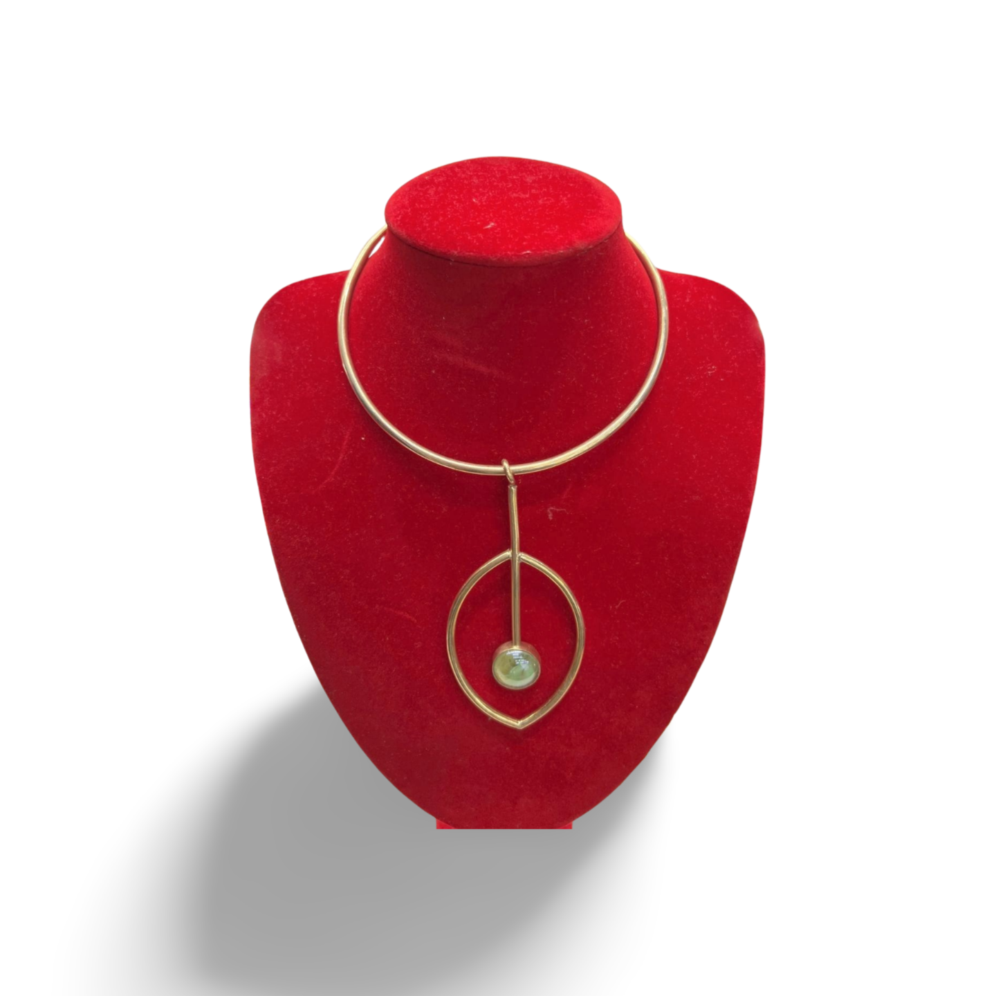 African Brass Necklace with Gem-stone Collection C