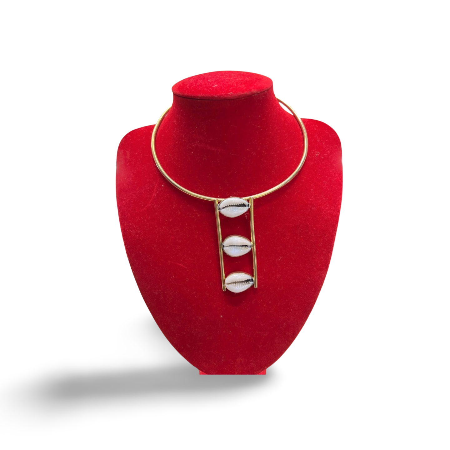 African Brass Necklace with Gem-stone Collection B
