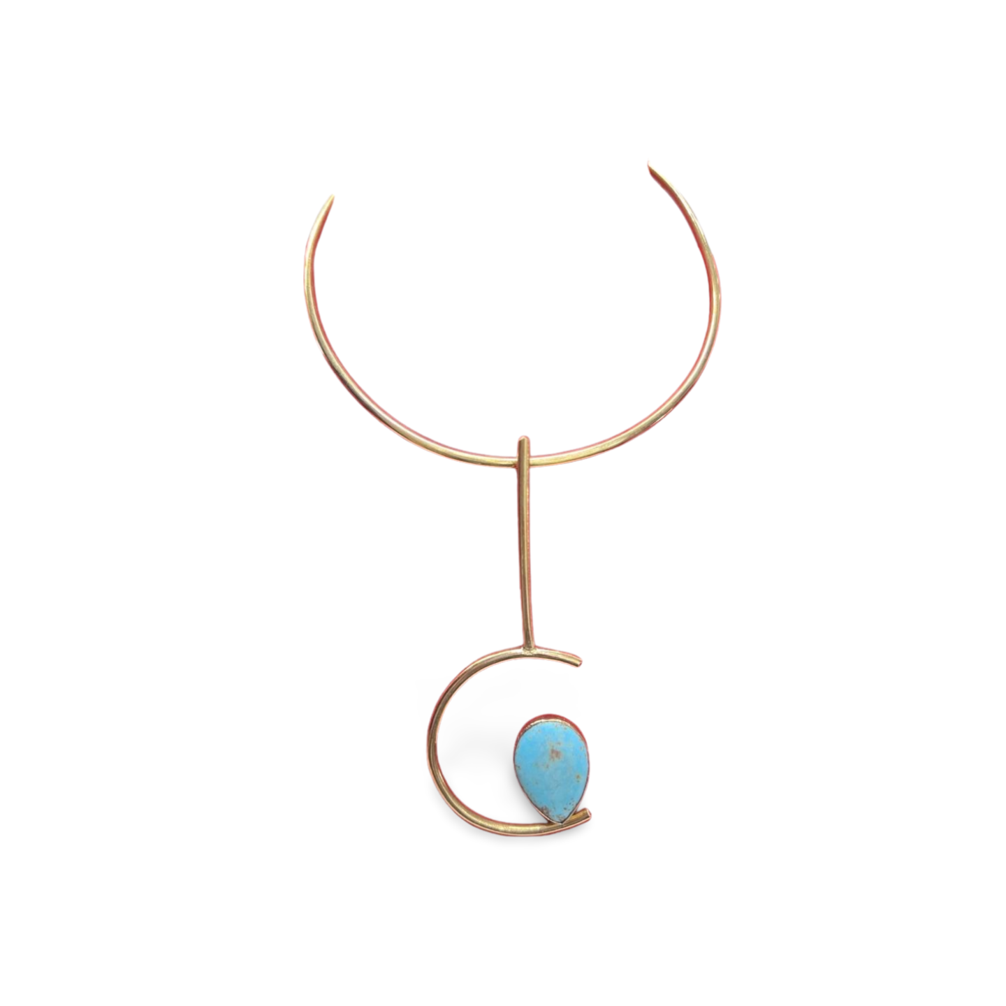 African Brass Necklace with Gem-stone Collection C
