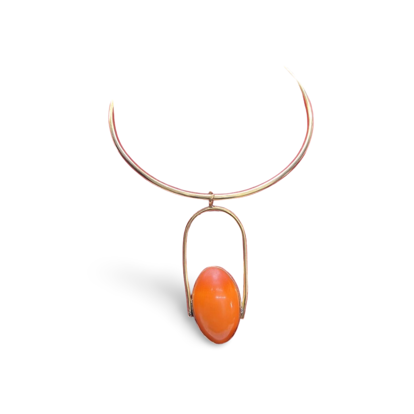 African Brass Necklace with Gem-stone Collection C
