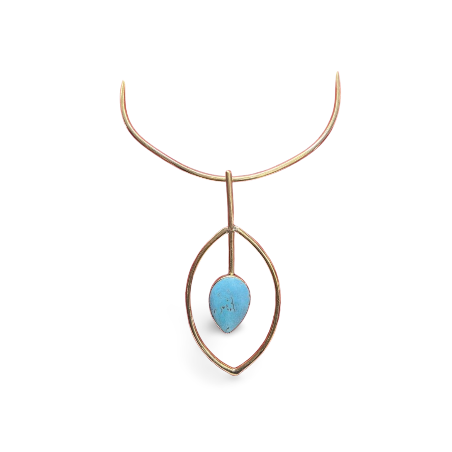 African Brass Necklace with Gem-stone Collection C