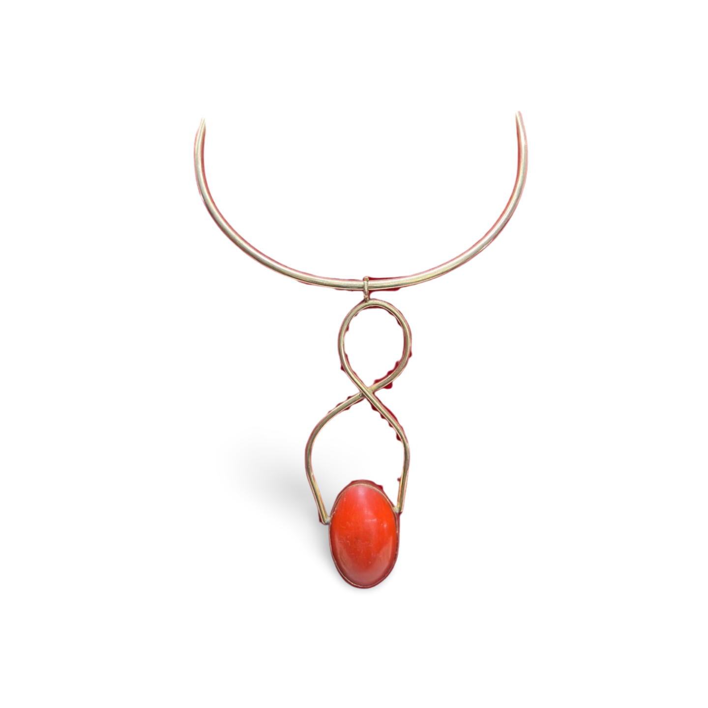 African Brass Necklace with Gem-stone Collection A