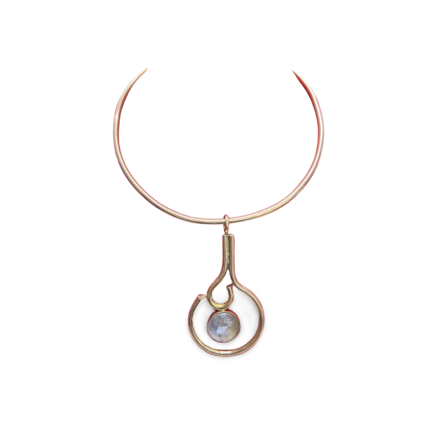 African Brass Necklace with Gem-stone Collection A