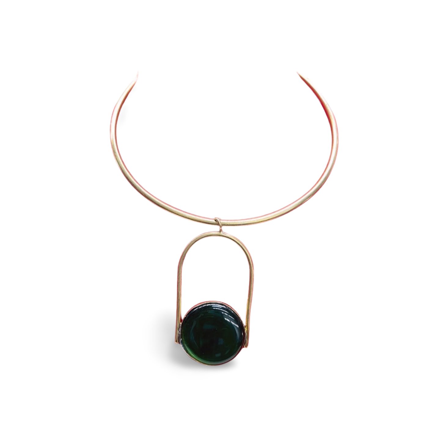 African Brass Necklace with Gem-stone Collection B