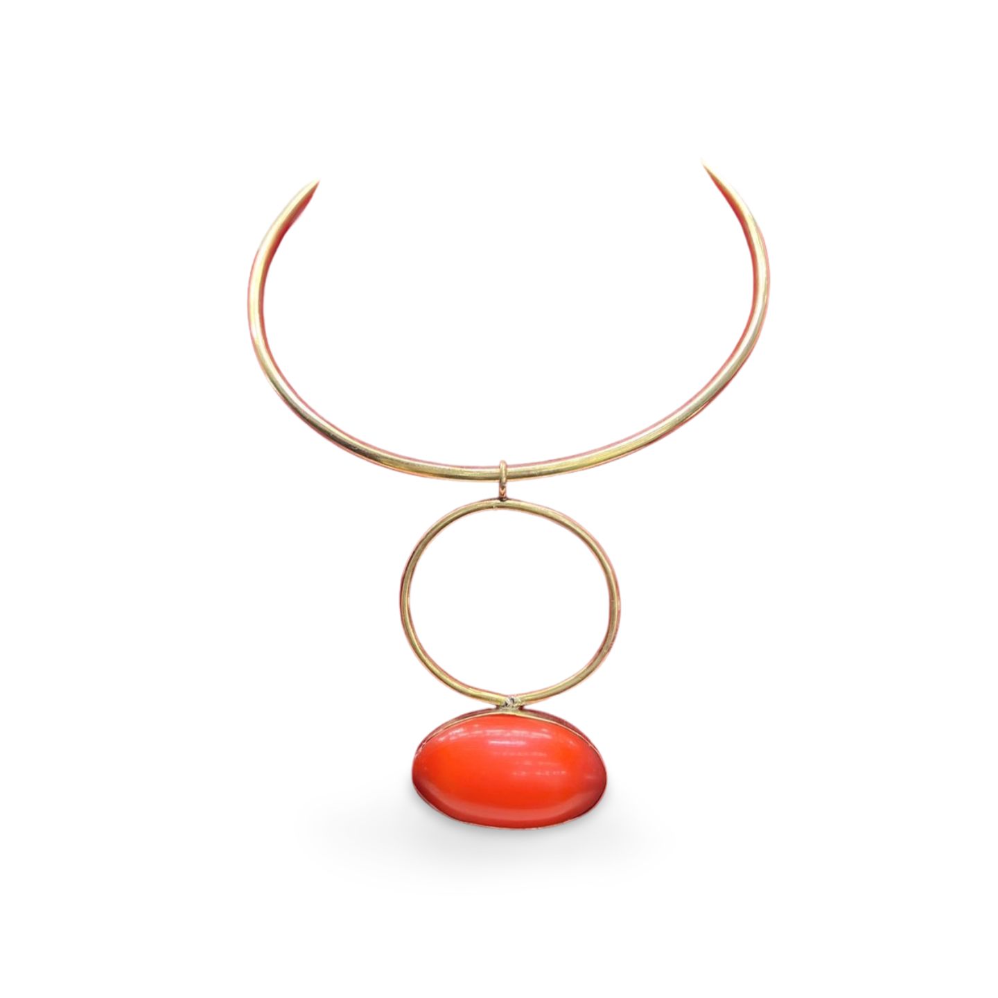 African Brass Necklace with Gem-stone Collection B