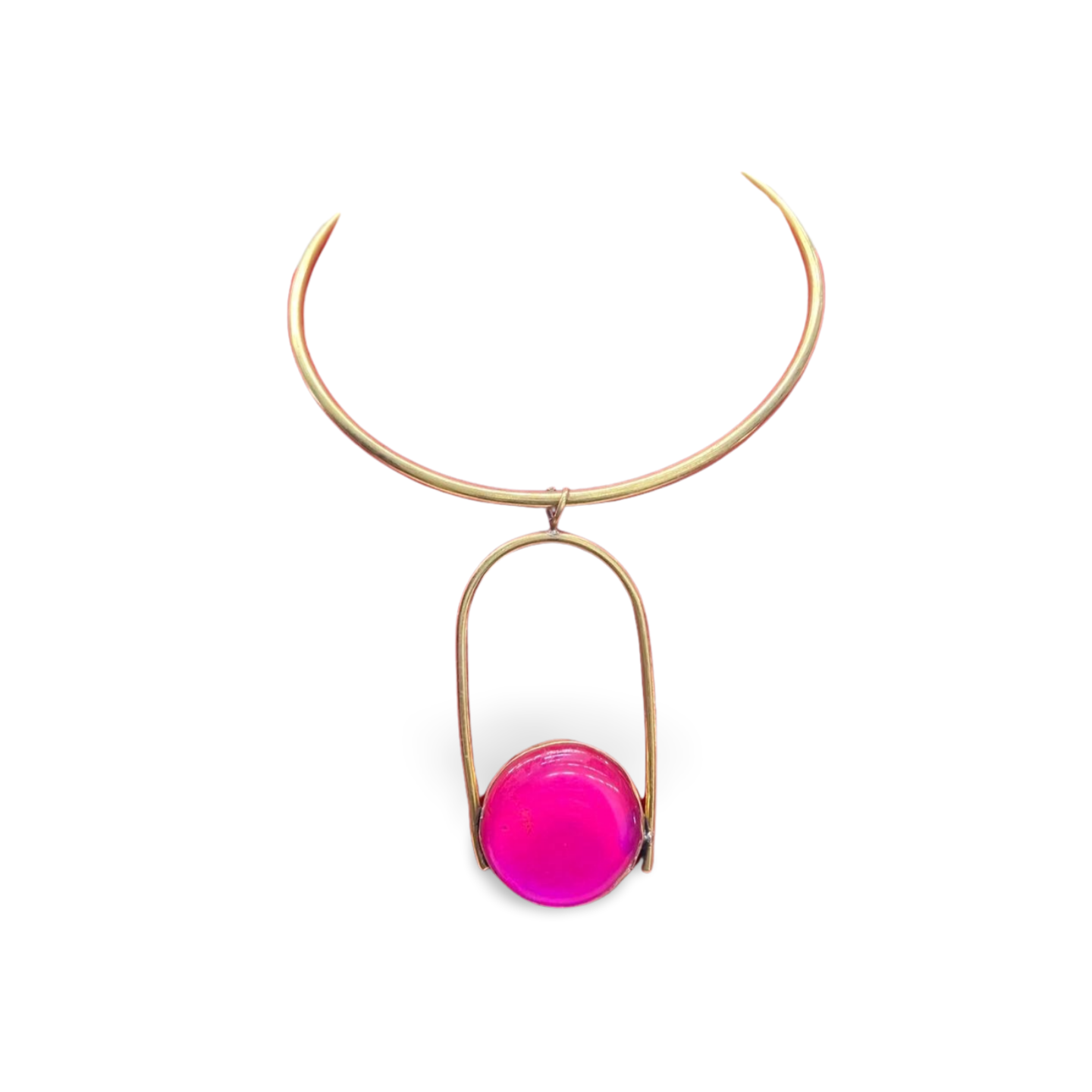 African Brass Necklace with Gem-stone Collection B