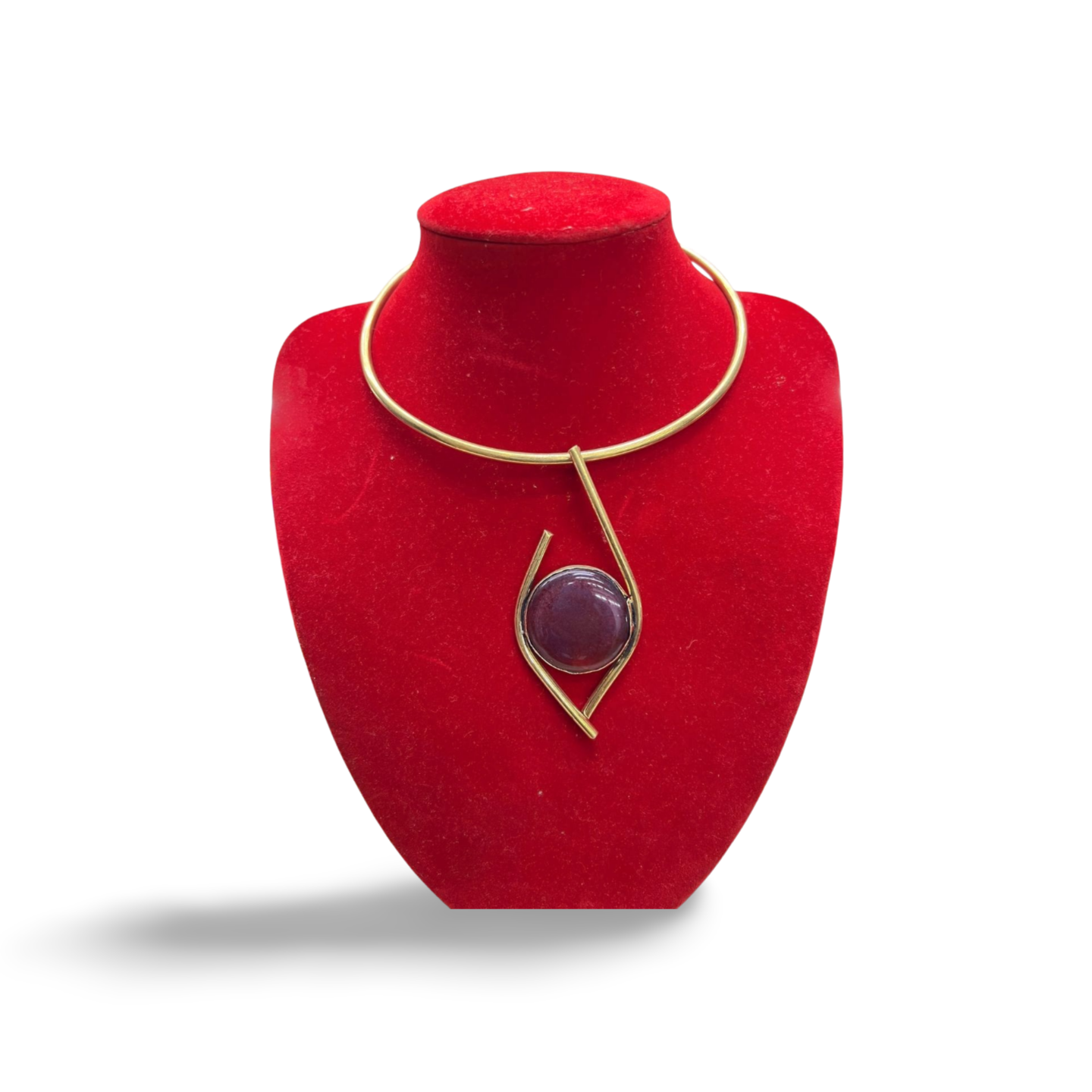 African Brass Necklace with Gem-stone Collection B