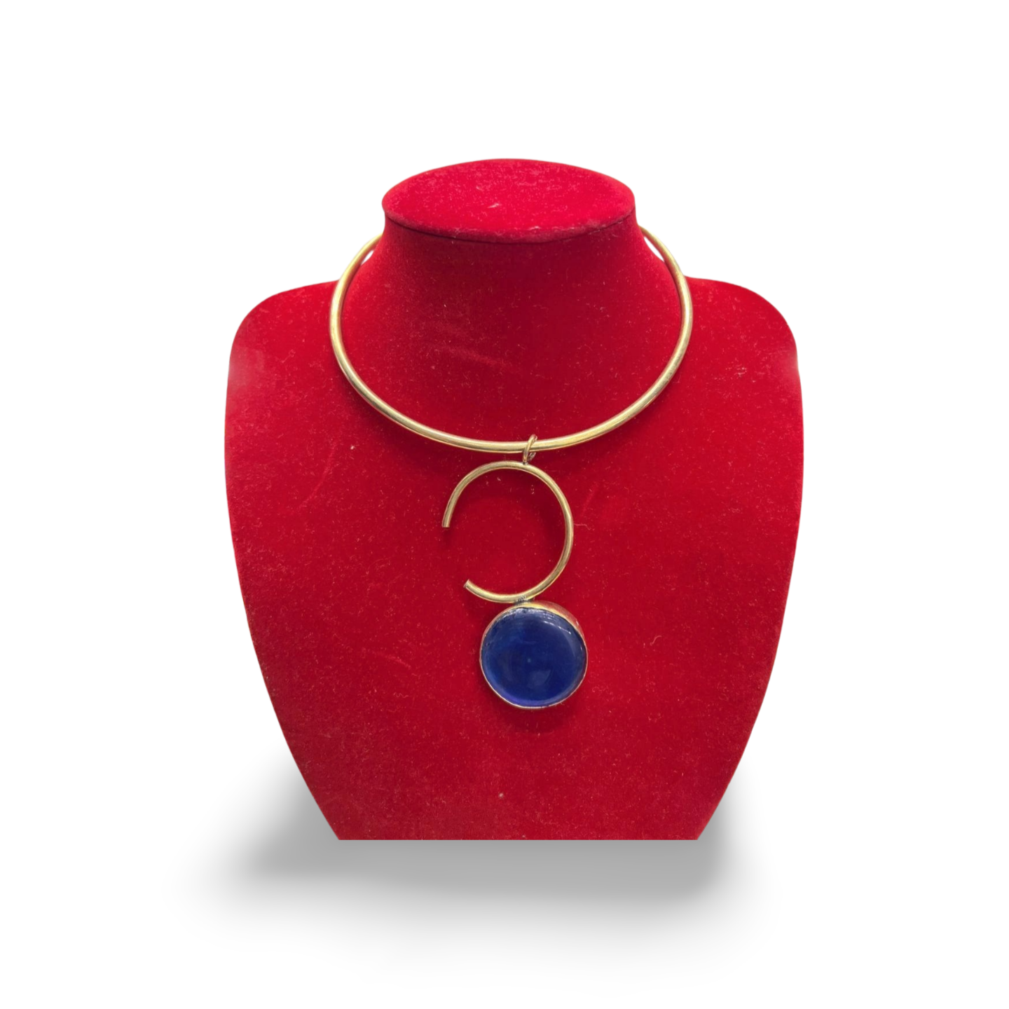 African Brass Necklace with Gem-stone Collection A