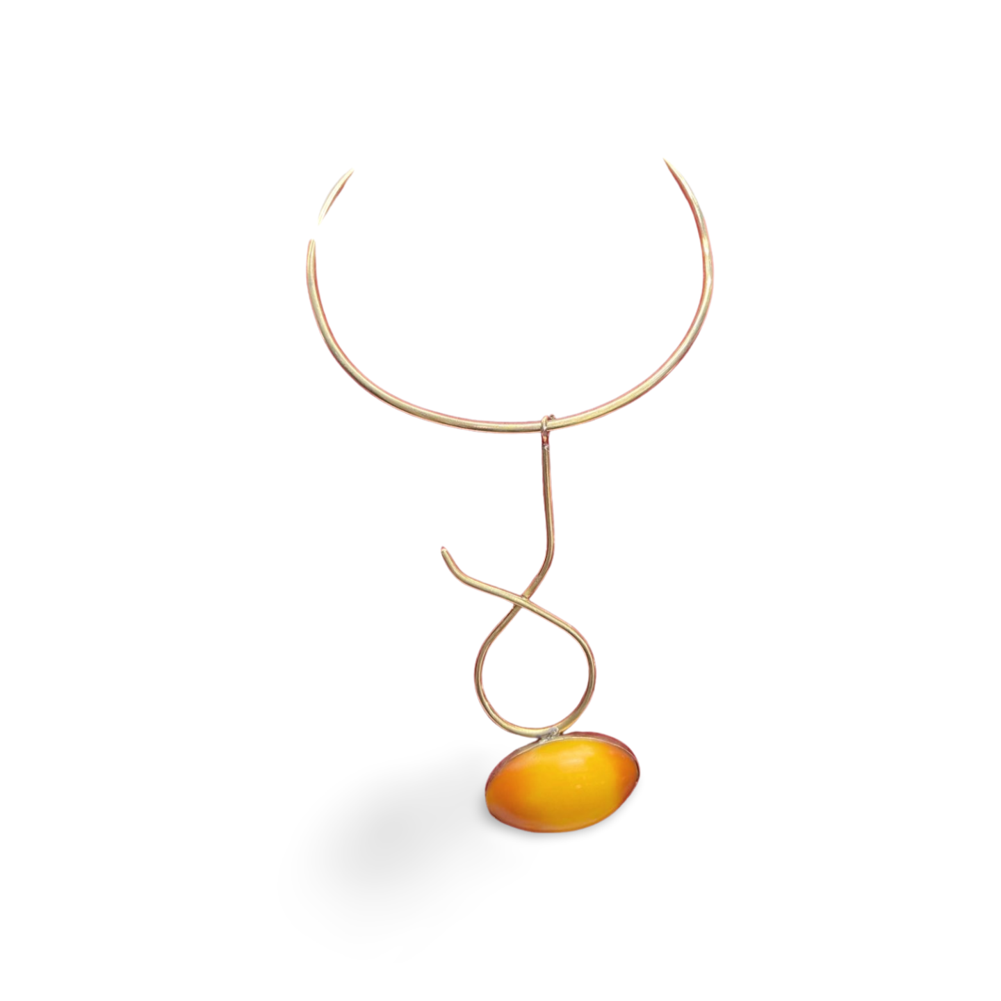 African Brass Necklace with Gem-stone Collection A
