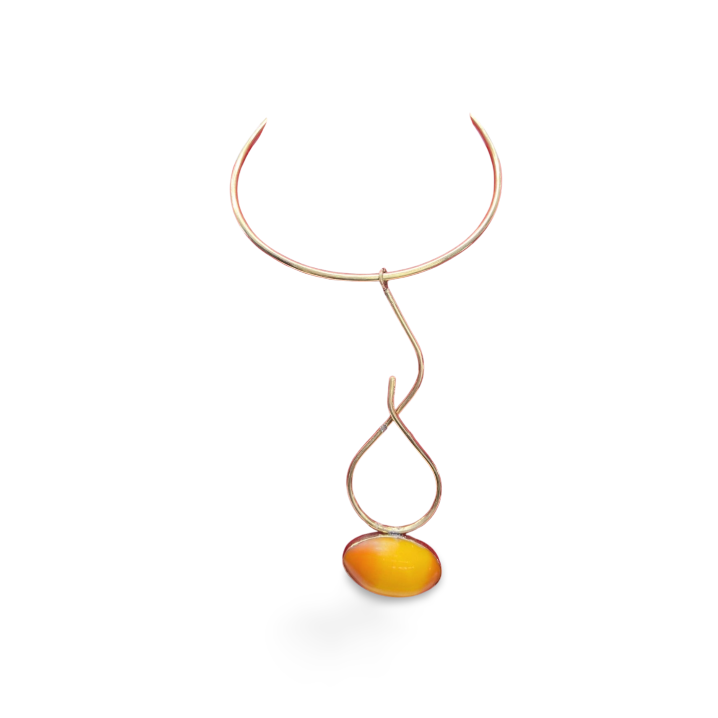 African Brass Necklace with Gem-stone Collection A