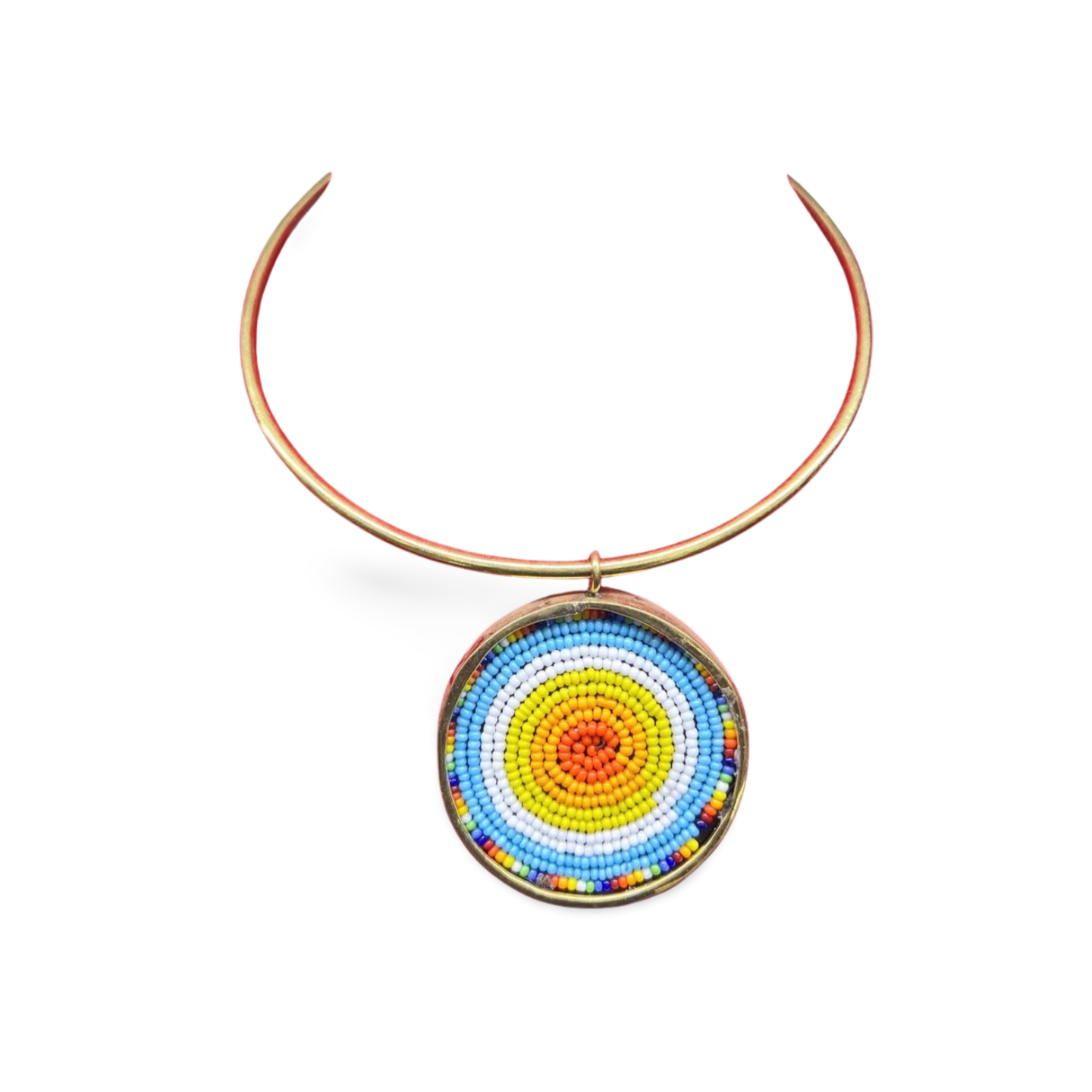 African Beaded-Brass Necklace Collection E