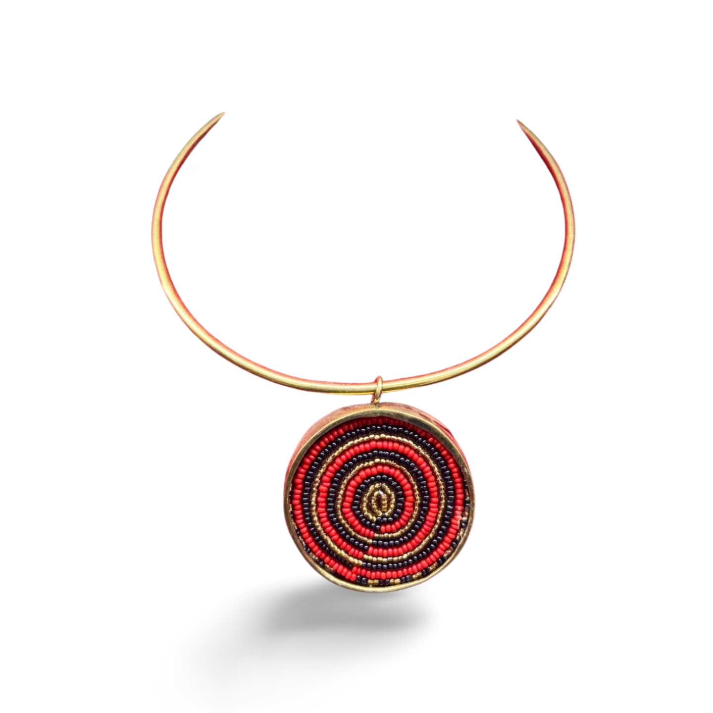 African Beaded-Brass Necklace Collection D