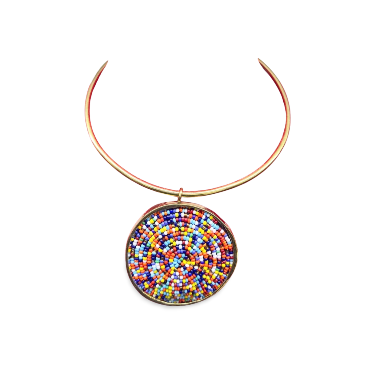 African Beaded-Brass Necklace Collection E