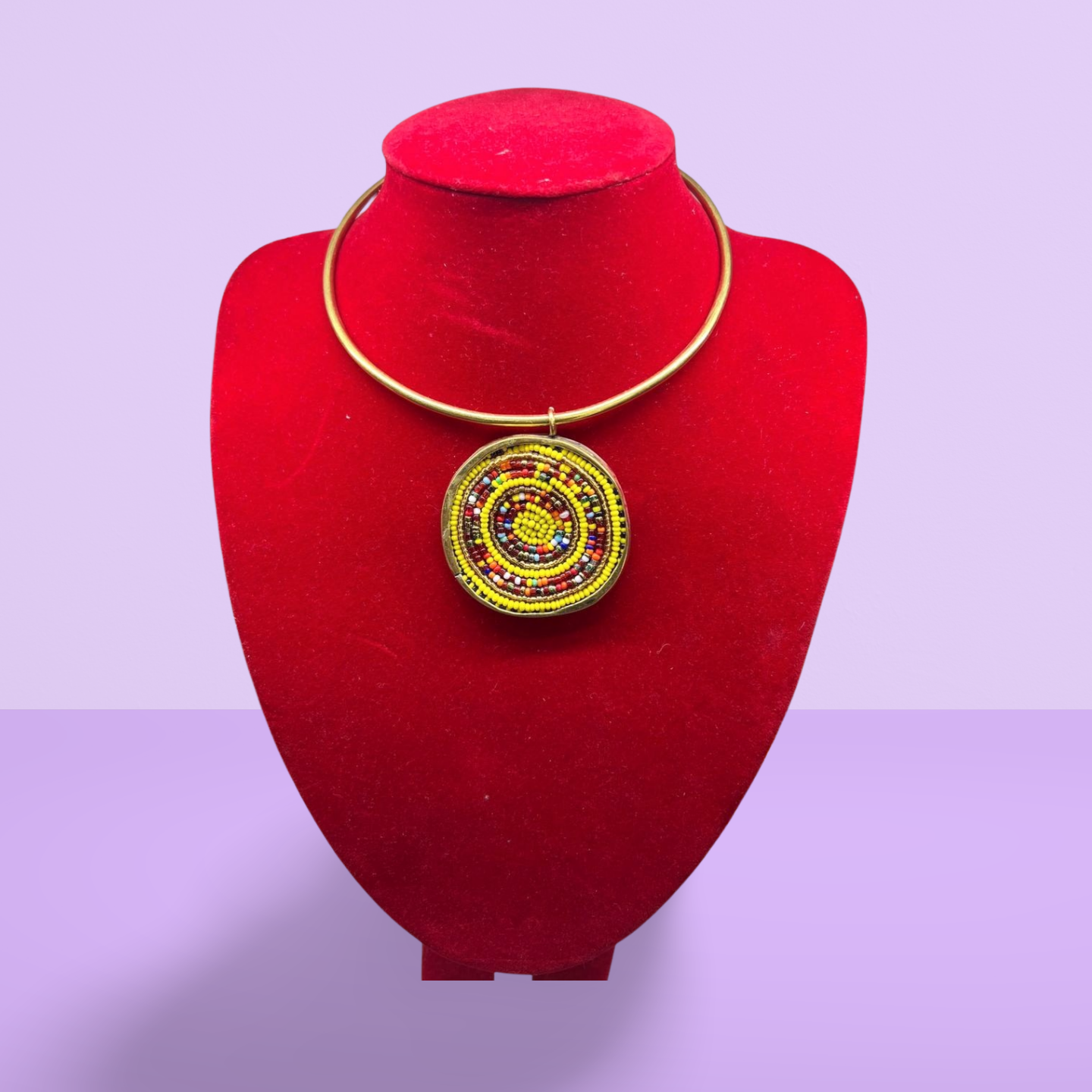 African Beaded-Brass Necklace Collection A